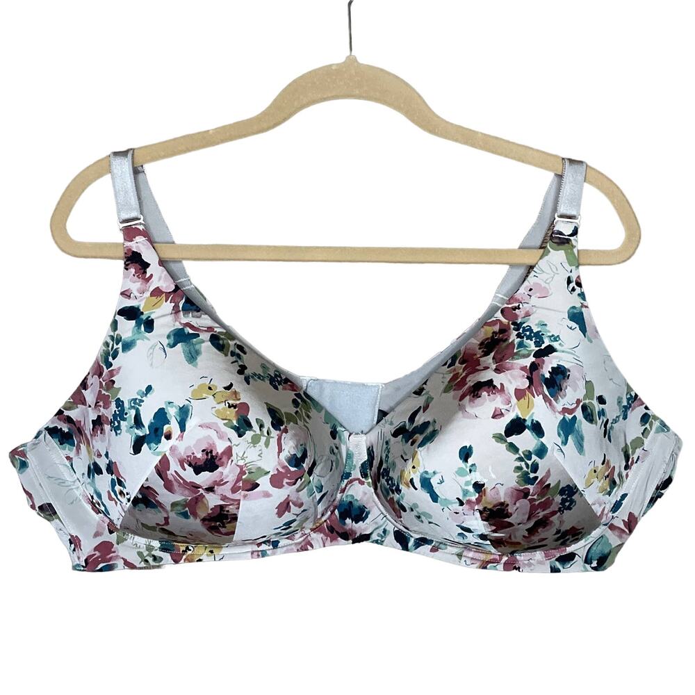 Torrid Wire-Free Lightly Lined Print Plunge 360° Back Smoothing Bra SZ 46D